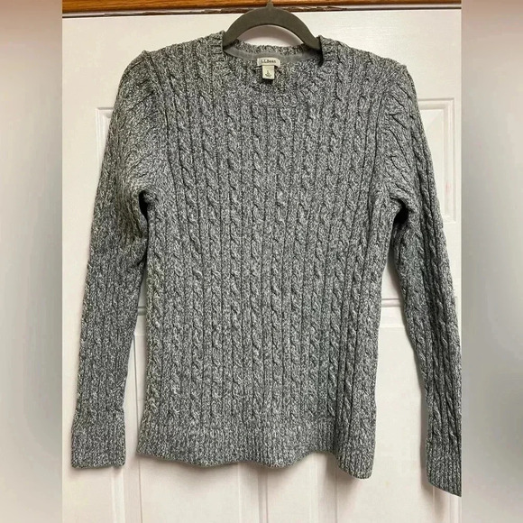 L.L.Bean Cableknit Grey sweater Women’s L - Picture 1 of 6